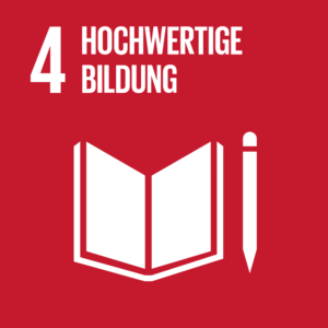 Die rote SDG-Kachel zum Nachhaltigkeitsziel 4, Hochwertige Bildung